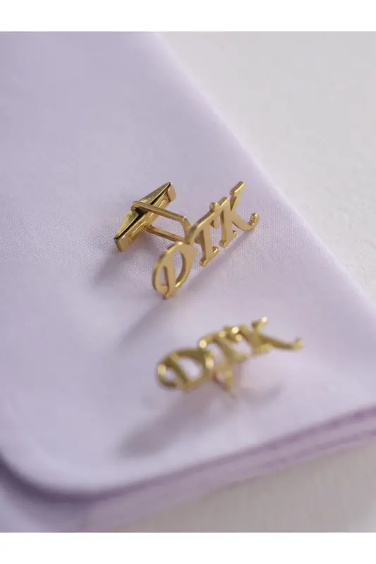 925 Sterling Silver 3-Letter Cufflinks Gold Plated Groom Gift Personalized-3 Letters - 3