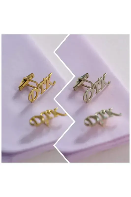 925 Sterling Silver 3-Letter Cufflinks Gold Plated Groom Gift Personalized-3 Letters - 1