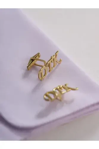 925 Sterling Silver 3-Letter Cufflinks Gold Plated Groom Gift Personalized-3 Letters - 4