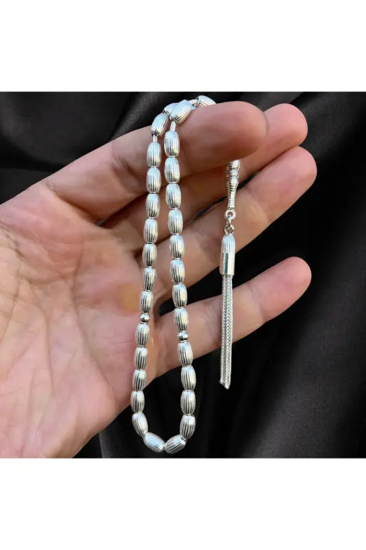 925 sterling silver barley grain design prayer beads - 1