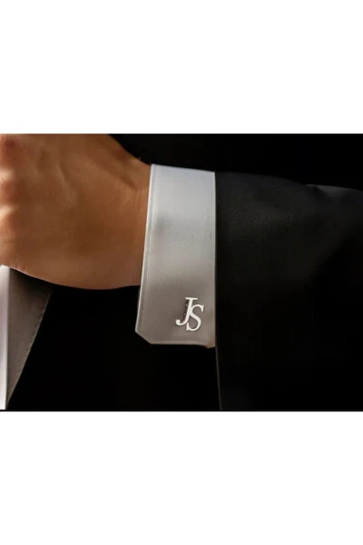 925 Sterling Silver Double Letter Cufflinks - MELA DORO (1)