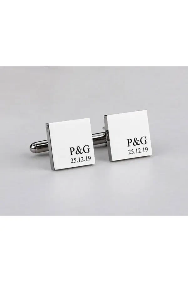 925 Sterling Silver Letter Date Cufflinks - 1