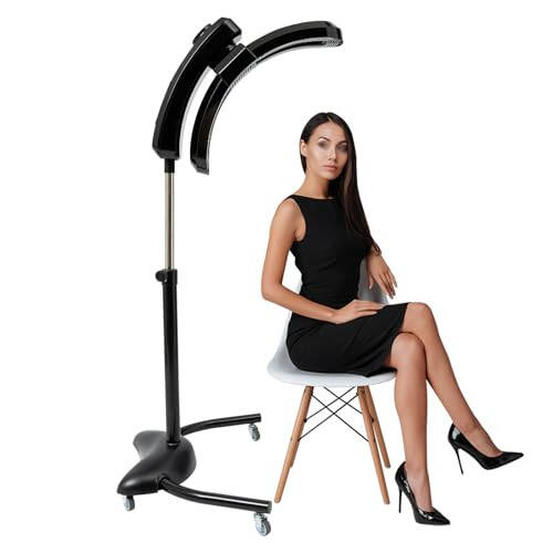 950W Adjustable Vertical Hairdressing Heater, 360°Rotatable Standing Hair Dryer w/Intelligent Temperature & Time Control Hair Dryer for Spa Salon (Black) - 1