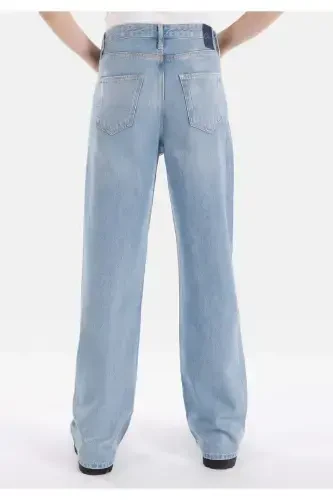 970 Berry Regular Fit High Waist Wide Leg Blue Women's Pants - COLIN’S (1)