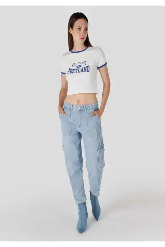 990 Angela Cargo Pants, Blue Women's Pants - COLIN’S