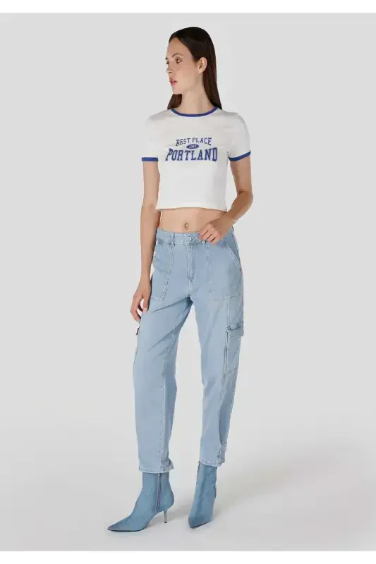 990 Angela Cargo Pants, Blue Women's Pants - 3