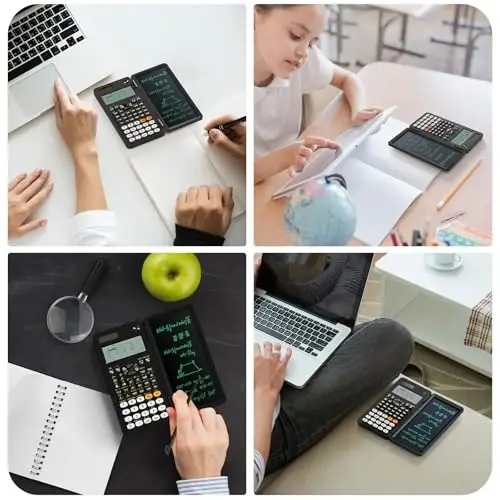 991EX 552 Functions Desktop ROATEE Scientific Calculator Rechargeable & Solar Power, Multiview 6-Line Display with Erasable LCD Writing Tablet for High School College Graduate Student and Researchers - 6