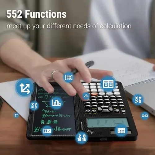 991EX 552 Functions Desktop ROATEE Scientific Calculator Rechargeable & Solar Power, Multiview 6-Line Display with Erasable LCD Writing Tablet for High School College Graduate Student and Researchers - 2