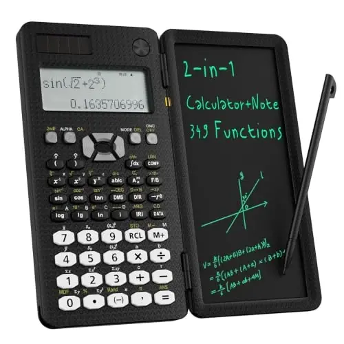 991MS 349 Functions 2-Line Display Scientific Desk Calculator with Notepad | ROATEE Scientific Calculator Back to Middle High School Supplies for Students Solar & Battery Powered, Foldable Easy to Carry - 1
