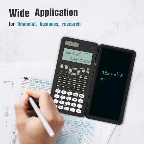 991MS 349 Functions 2-Line Display Scientific Desk Calculator with Notepad | ROATEE Scientific Calculator Back to Middle High School Supplies for Students Solar & Battery Powered, Foldable Easy to Carry - ROATEE (1)