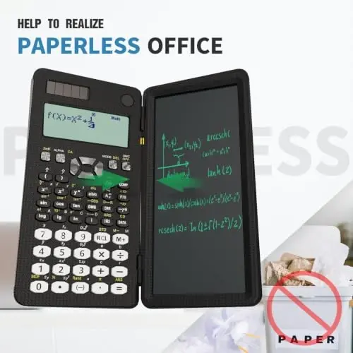 991MS 349 Functions 2-Line Display Scientific Desk Calculator with Notepad | ROATEE Scientific Calculator Back to Middle High School Supplies for Students Solar & Battery Powered, Foldable Easy to Carry - 4