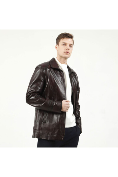 992 Chestnut Men's Leather Coat - 3