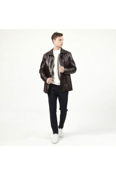 992 Chestnut Men's Leather Coat - 4