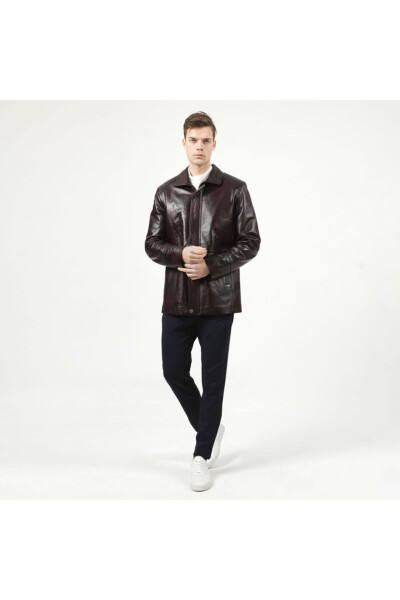 992 Chestnut Men's Leather Coat - 6