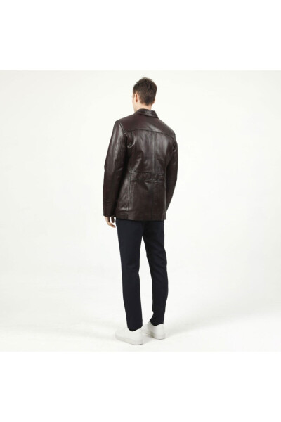 992 Chestnut Men's Leather Coat - 8