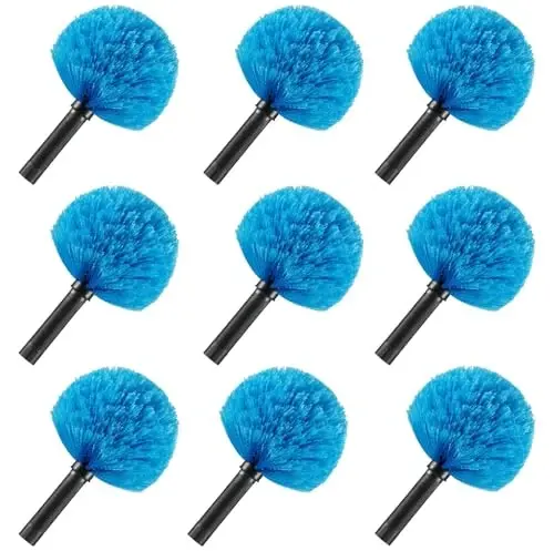 9pcs Twist-on Webster Cobweb Duster Head Brush | Spider Web Remover Brush | Cobweb Duster Head Attachment for Outdoor & Indoor Cleaning | Fits Standard 3/4 inch Threaded Poles (Yellow) 