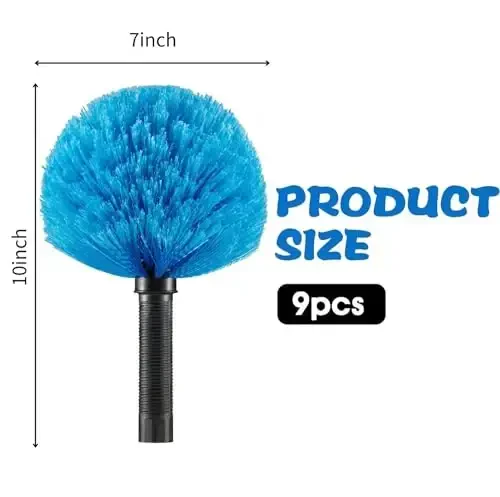 9pcs Twist-on Webster Cobweb Duster Head Brush | Spider Web Remover Brush | Cobweb Duster Head Attachment for Outdoor & Indoor Cleaning | Fits Standard 3/4 inch Threaded Poles (Yellow) - Modazone (1)
