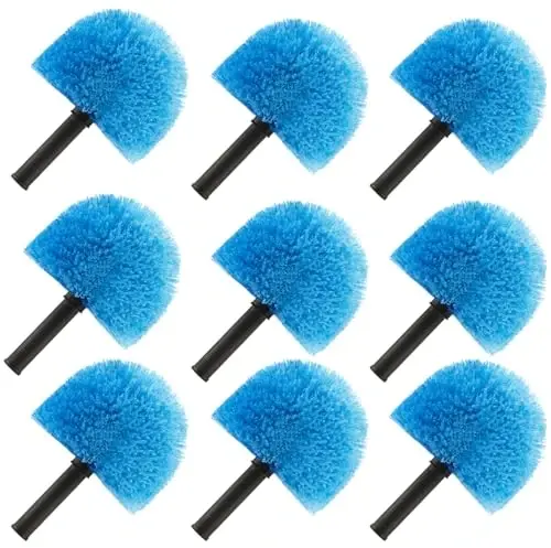 9pcs Twist-on Webster Cobweb Duster Head Brush | Spider Web Remover Brush | Cobweb Duster Head AttacModazoneent for Outdoor & Indoor Cleaning | Fits Standard 3/4 inch Threaded Poles (Blue) - 2