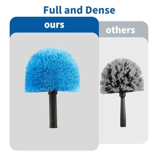 9pcs Twist-on Webster Cobweb Duster Head Brush | Spider Web Remover Brush | Cobweb Duster Head AttacModazoneent for Outdoor & Indoor Cleaning | Fits Standard 3/4 inch Threaded Poles (Blue) - 4