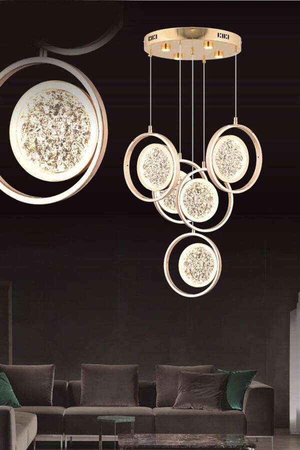 9w 5-Light Gold Pendant LED Chandelier - 1