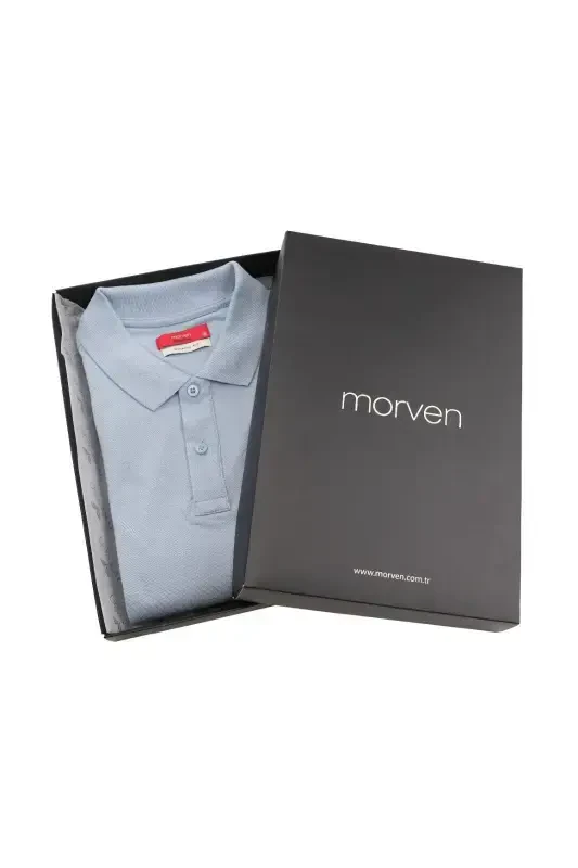 A. Blue Basic Plain %100 Cotton Comfort Fit Short Sleeve GIFT BOXED Polo Neck Men's T-Shirt - 1