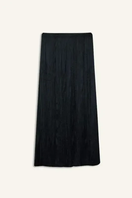 A Kesim Saten Maksi Yubka - Qora - 7