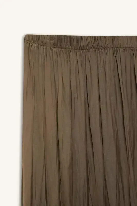 A Kesim Saten Maksi Yubka-Xaki - 7