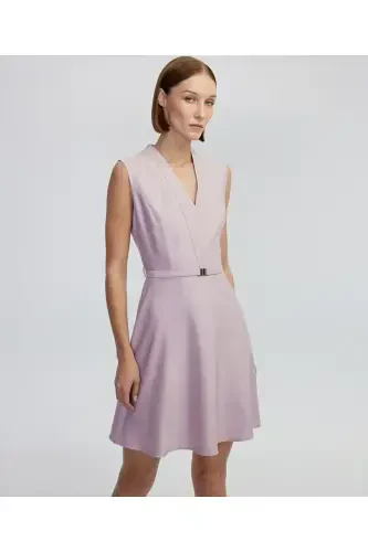 A-line dress with thin belt - 1