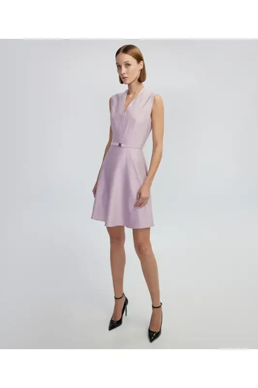 A-line dress with thin belt - 2