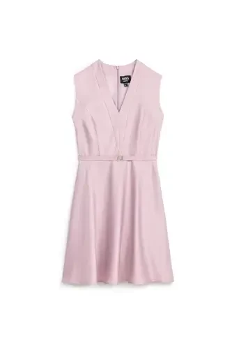 A-line dress with thin belt - 3