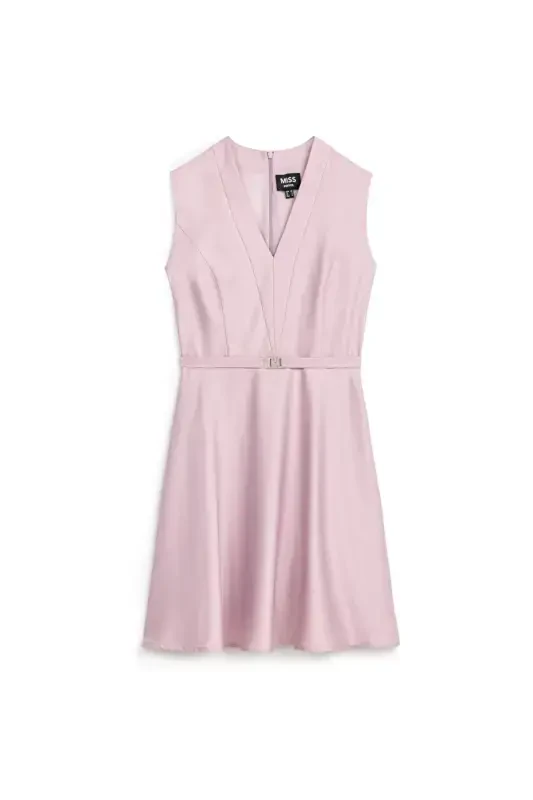 A-line dress with thin belt - 3