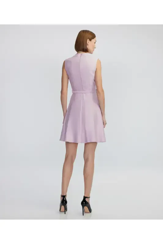 A-line dress with thin belt - 7
