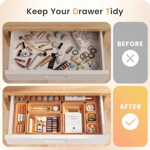 A-LUGEI【𝟰𝟲𝗣𝗖𝗦 & 5 Size】Tool Box Organizer Tray Divider Set,【Orange】Desk Drawer Organizer, Garage Organization and Storage Toolbox Accessories Rolling Tool Chest Cart Cabinet WorkBench Small Part - 4