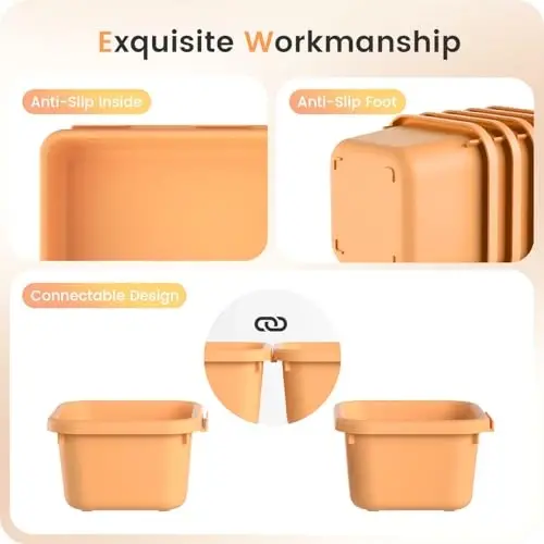 A-LUGEI【𝟰𝟲𝗣𝗖𝗦 & 5 Size】Tool Box Organizer Tray Divider Set,【Orange】Desk Drawer Organizer, Garage Organization and Storage Toolbox Accessories Rolling Tool Chest Cart Cabinet WorkBench Small Part - 6