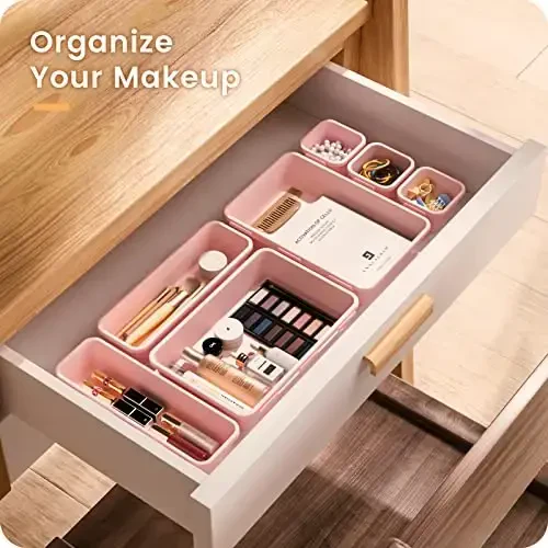 A-LuGei【𝟰𝟲𝗣𝗖𝗦【5 Size】 Tool Box Organizer Tray Divider Set, 【Pink】 Desk Drawer Organizer, Garage Organization and Storage Toolbox Accessories Rolling Tool Chest Cart Cabinet WorkBench Small Part - 3