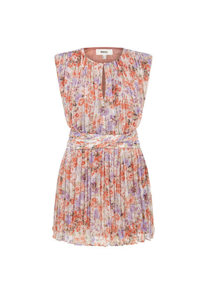 A patterned dress with ruffles. - 3