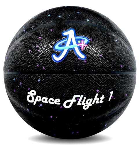 A Plus Collectibles Space Flight 1 Official Basketball, Leather Game Ball; Indoor/Outdoor Court, Size 7, 29.5