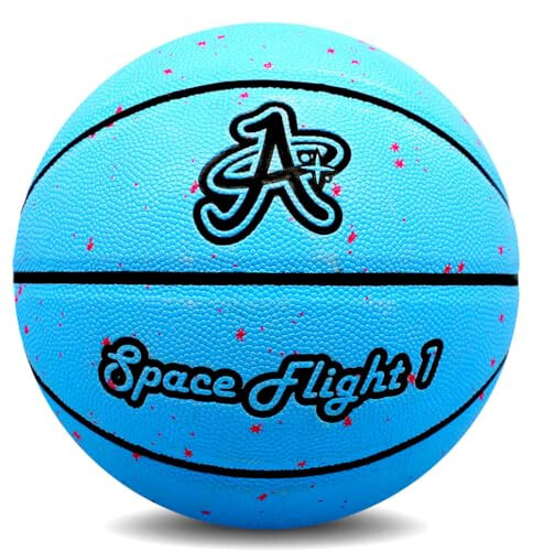 A Plus Collectibles Space Flight 1 Official Basketball, Leather Game Ball; Indoor/Outdoor Court, Size 7, 29.5