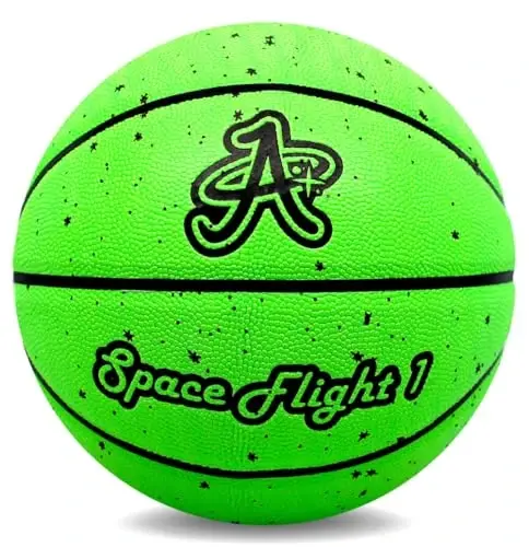 A Plus Collectibles Space Flight 1 Official Basketball, Leather Game Ball; Indoor/Outdoor Court, Size 7, 29.5