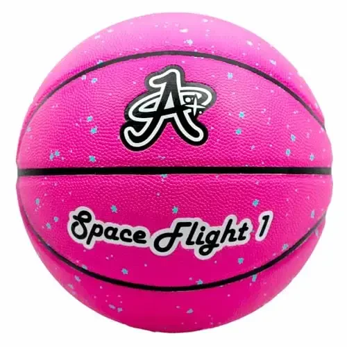 A Plus Collectibles Space Flight 1 Official Basketball, Leather Game Ball; Indoor/Outdoor Court, Size 7, 29.5