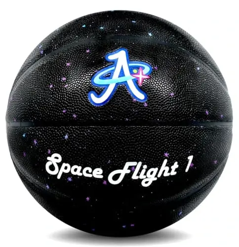 A Plus Collectibles Space Flight 1 Official Basketball, Leather Game Ball; Indoor/Outdoor Court, Size 7, 29.5