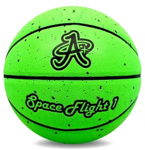 A Plus Collectibles Space Flight 1 Official Basketball, Leather Game Ball; Indoor/Outdoor Court, Size 7, 29.5
