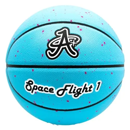 A Plus Collectibles Space Flight 1 Official Basketball, Leather Game Ball; Indoor/Outdoor Court, Size 7, 29.5