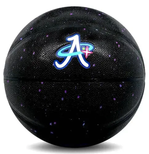 A Plus Collectibles Space Flight 1 Official Basketball, Leather Game Ball; Indoor/Outdoor Court, Size 7, 29.5