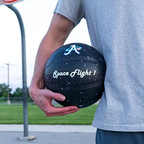 A Plus Collectibles Space Flight 1 Official Basketball, Leather Game Ball; Indoor/Outdoor Court, Size 7, 29.5