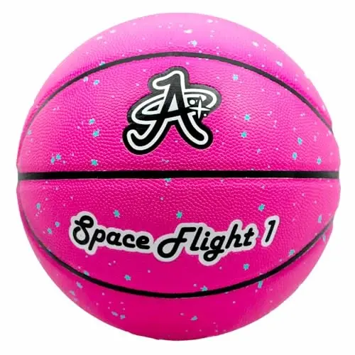 A Plus Collectibles Space Flight 1 Official Basketball, Leather Game Ball; Indoor/Outdoor Court, Size 7, 29.5