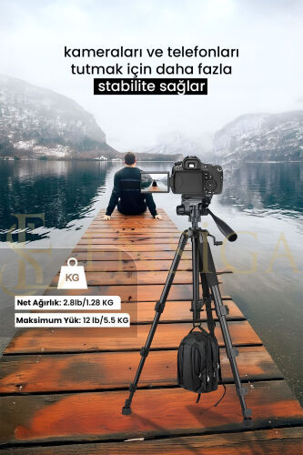 A Plus Tripod 175 Cm Profesyonel Telefon Kamera Tutucu Çantalı Tripod-SİYAH - 5