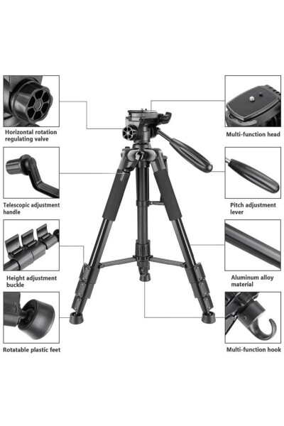 A Plus Tripod 175 Cm Profesyonel Telefon Kamera Tutucu Çantalı Tripod - 9