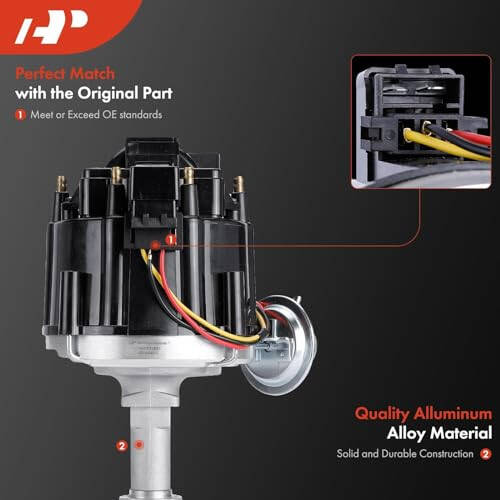 A-Premium Ignition Distributor with Cap and Rotor Compatible with Chevrolet Malibu, Impala, Camaro, Caprice, El Camino, Monte Carlo, Monza & GMC Caballero & Buick Regal, Century, Electra & Cadillac - 6