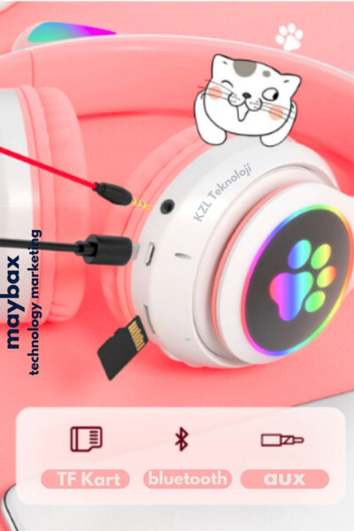 A Quality Vilya Cat Ear Detailed Compatible Bluetooth Wireless Headphones for Kids Gamer - 27